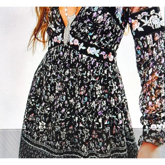 Free People Cherry Blossom Embroidered Mini Dress 6 - Picture 3 of 13